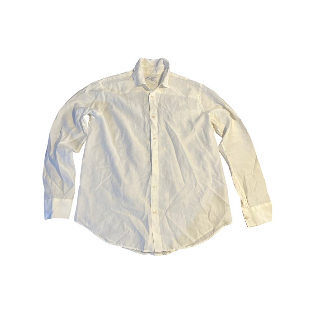 Zara Men's Collar Button Long sleeve Shirt Regular Fit Size Medium Career Casual